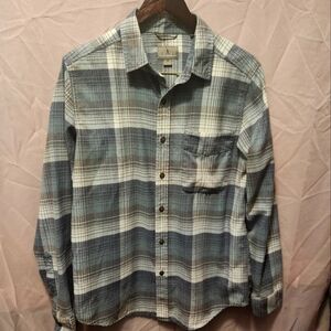 Fall plaid Royal Robbins Men's l/s Medium button down shirt dove gray
